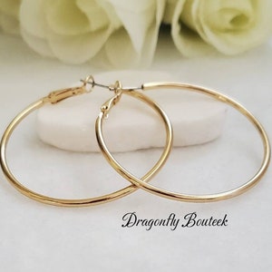 Gold Hoop Earrings, Large Hoop Earrings, 14k Heavy Plated Gold, High Quality Hoops, Tarnish Free Hoop Earrings image 4