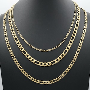 14k Heavy Gold Plated Figaro Chain - 7mm Waterproof Chain
