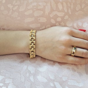 Diamond Cut Watchband Bracelet: 14k Heavy Gold Plated Unisex Bracelet