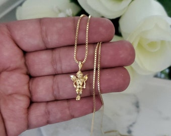 Gold Angel Necklace, Tiny Baby Angel Pendant, Simple Gold Angel Necklace, 14k Heavy Plated Gold Baby Angel Necklace, Women's Angel Necklace