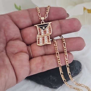 14k vergulde ketting met vlag van Puerto Rico: 3 mm Figaro-ketting