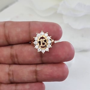 14k Heavy Gold Plated Sweet 15 Ring: CZ Quinceañera Gift
