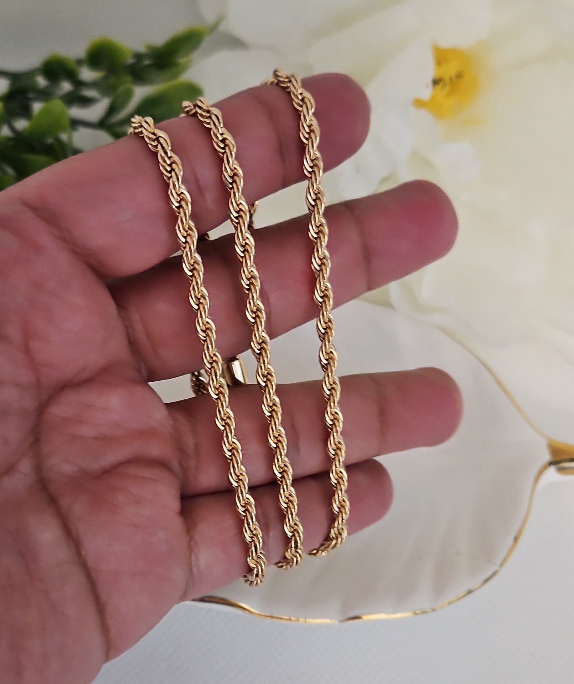 Gold Diamond Cut French Rope Chain: 3.5mm, 14k Heavy Plated, Unisex - Etsy