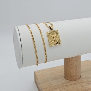 Gold Jesus Necklace: Diamond Cut Pendant, 14k Plated Chain