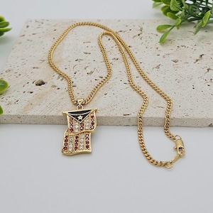 Gouden ketting met vlag Puerto Rico: hanger zirkonia, kinketting van 3 mm