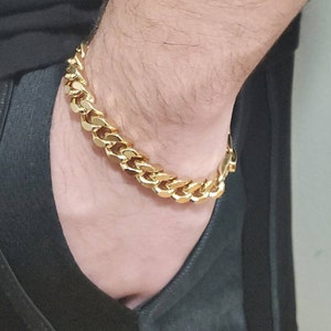 Gold Cuban Link Bracelet, 9mm Men's Gold Bracelet, 14k Heavy Plated Gold, High Quality Bracelet for Men, Lifetime Replacement Guarantee