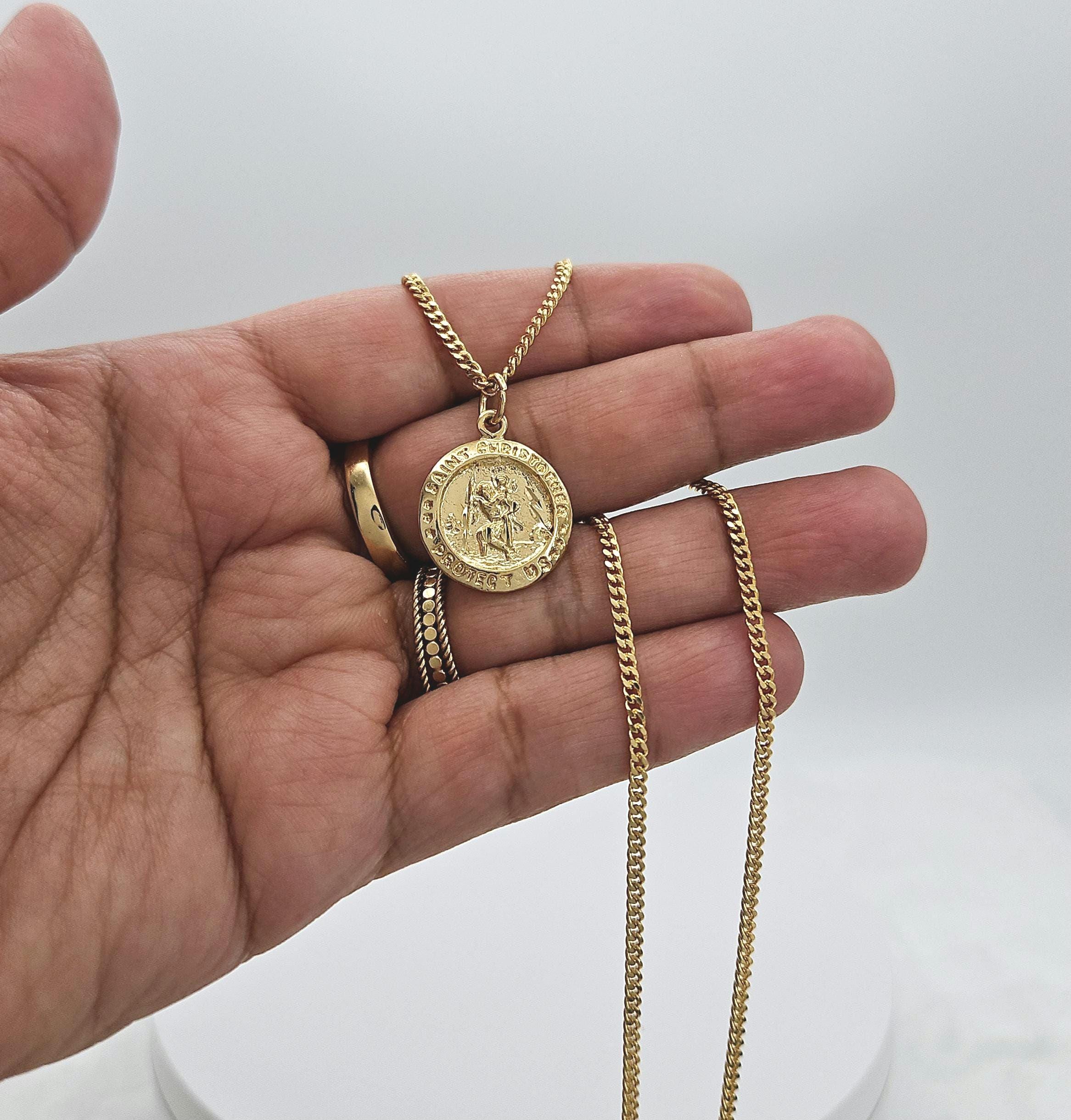 ゴールド セントクリストファー ネックレス：14K メッキ ゴールド