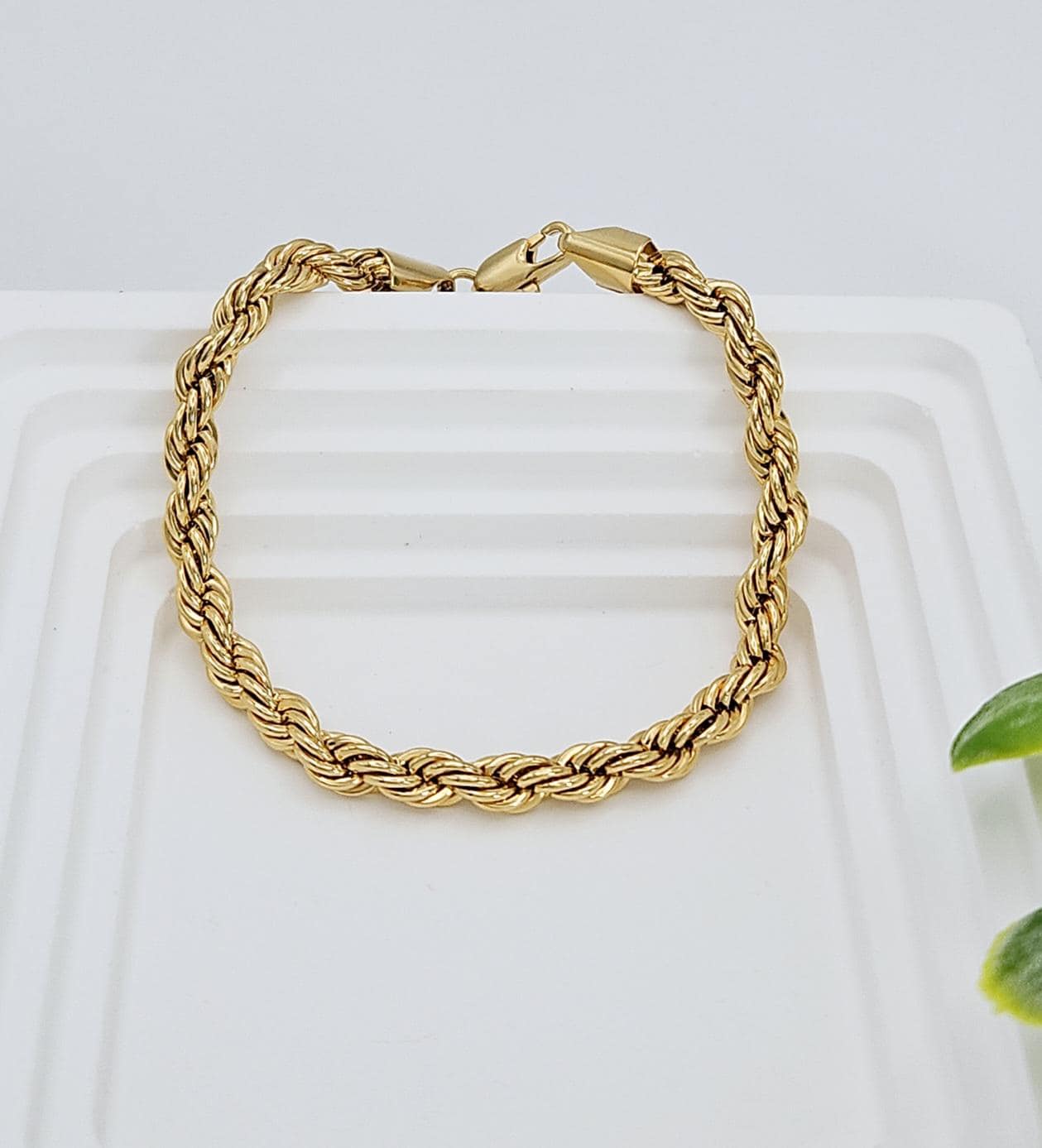14k ゴールド　金　ブレスレット　ロープチェーン 14金メッキのフレンチロープブレスレット：ユニセックスチェーン、生涯