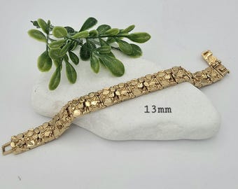 ゴールドナゲットブレスレット：14K厚メッキ、13mmまたは15mm、生涯