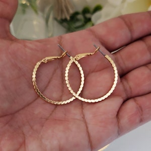 14k Gold Plated Hoop Earrings: Medium Hypoallergenic Design