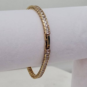 Pulsera de tenis de oro, pulsera de oro chapado en oro de 14 k, pulsera de tenis con circonita cúbica, pulsera de alta calidad, garantía de reemplazo de por vida