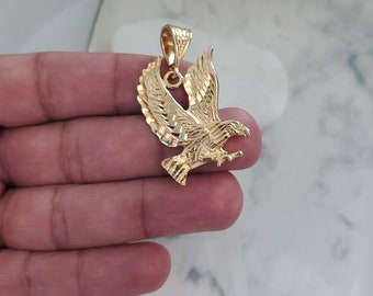 14k Gold Eagle Pendant Only, American Eagle Pendant for Men, 30mm, 14k Heavy Plated Gold Eagle Pendant, Lifetime Replacement Guarantee