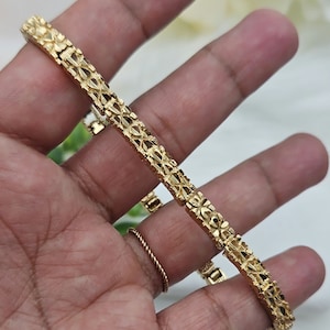 Gold Nugget Bracelet, 5mm Gold Nugget With Hearts Bracelet, 14k Heavy Plated Gold, High Quality Bracelet, Lifetime Replacement Guarantee