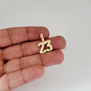 Class of 2023 Pendant, Number 23 Pendant, Gold Class of 23 Pendant, Number Jewelry, 14k Heavy Plated Gold, Small 20mm Height, High Quality
