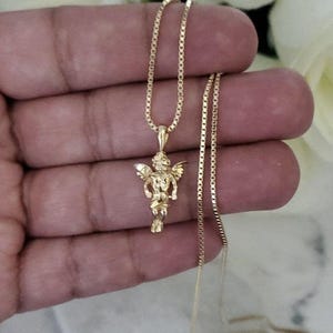 Collar de ángel chapado en oro de 14 k: colgante de querubín guardián imagen 1