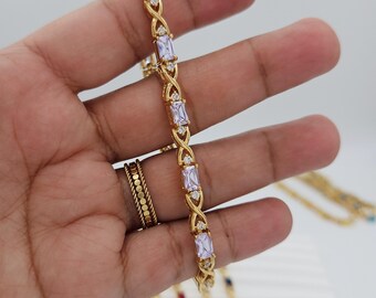 14K サファイア ダイヤモンド XO ブレスレット 3ctw 7インチ 14KT 