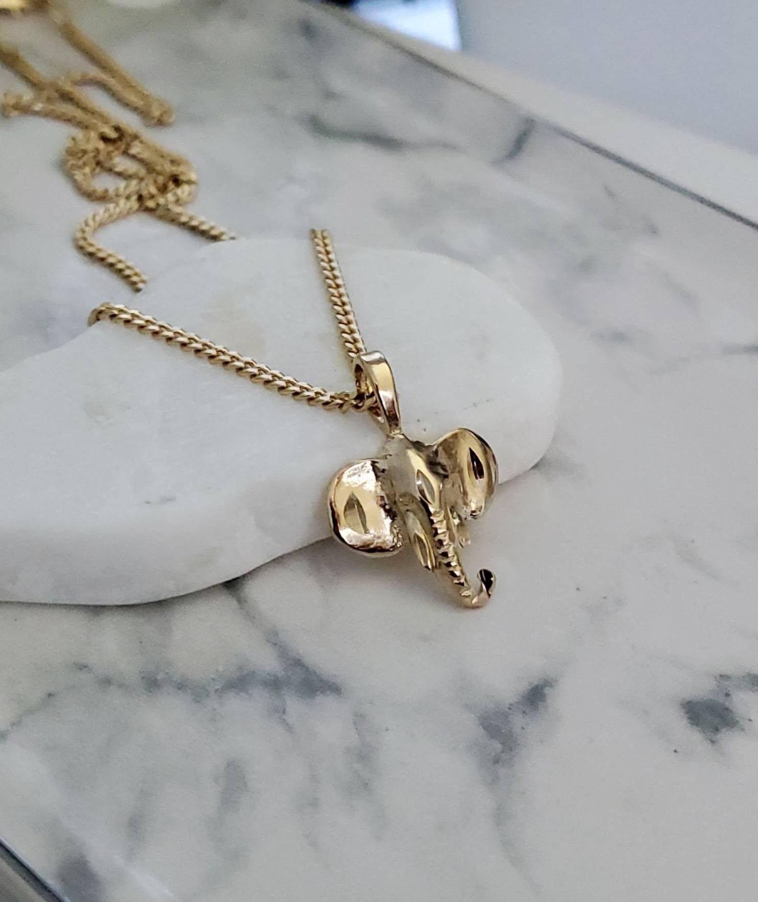 Gold Elephant Necklace, Small Pendant, 2mm Curb Chain, Necklace For Women,  Lifetime Replacement Guarantee - Yahoo Shopping