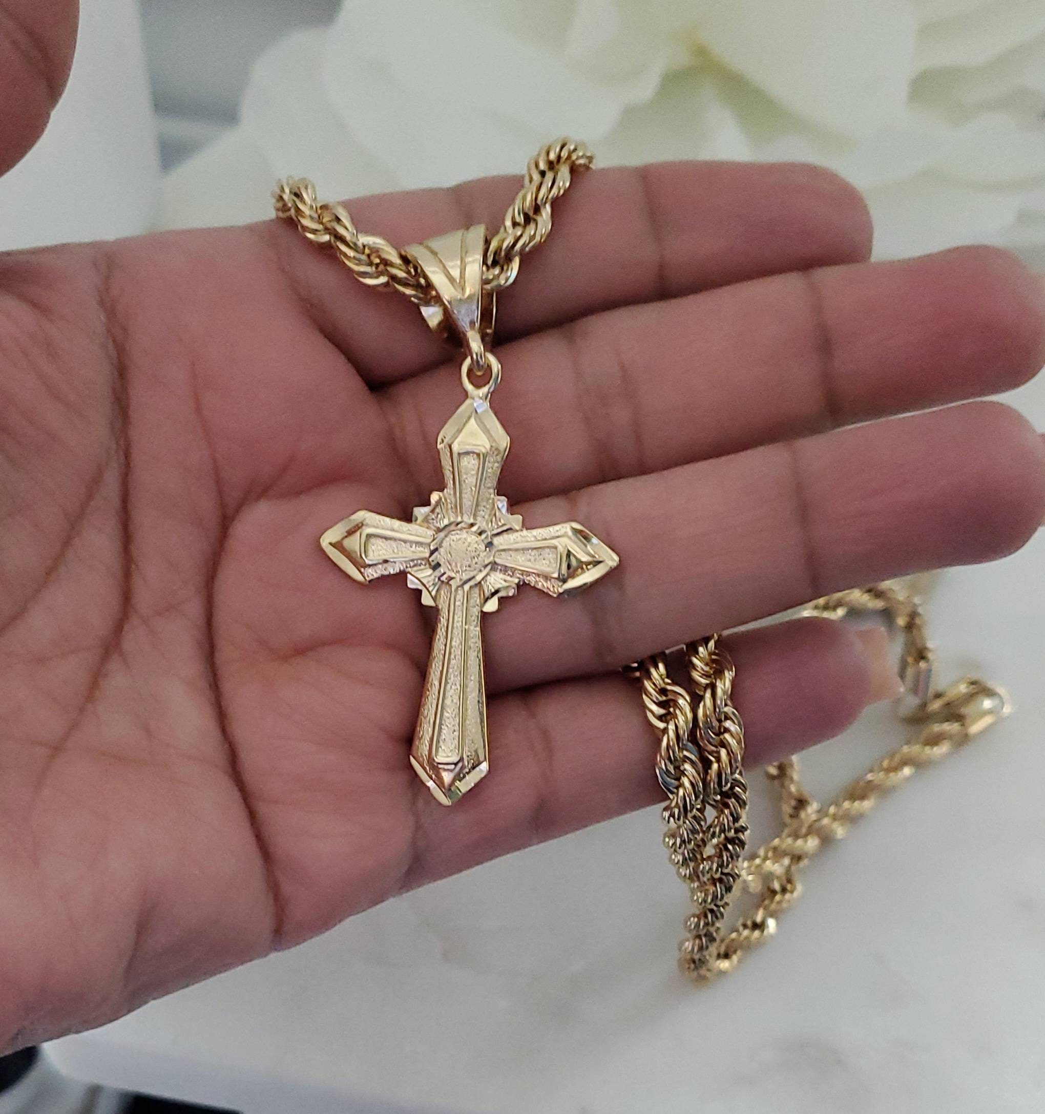 Inspirational Religious Large Wooden Cross Necklace (Includes 30 rope  chain)