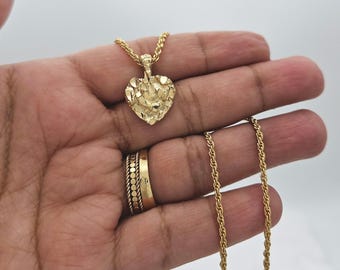 Goudklompje hartketting, klein goudklompje, 1 mm DC French Rope Chain, goudklompketting dames, 14k zwaar verguld goud, hoge kwaliteit