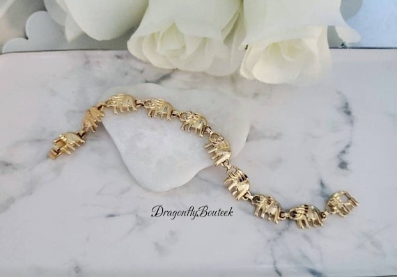 14K Yellow Gold and Diamond Elephant Hair Style Bracelet – Tory's Jewelry