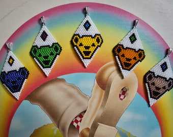 Dancing Bear Beadwork Pendant