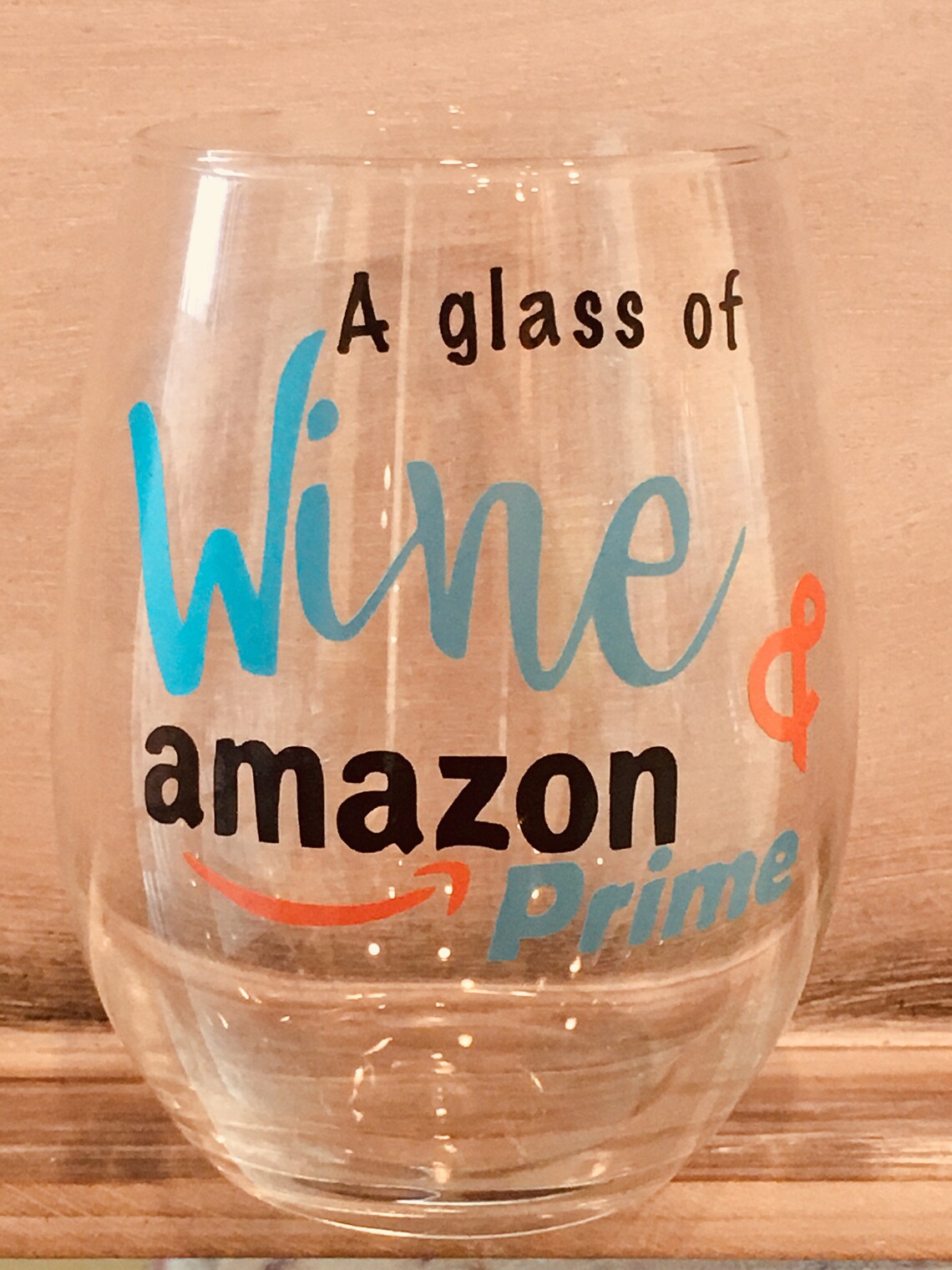 A Glass of Wine & Amazon Prime Stemless Wine Glass Etsy