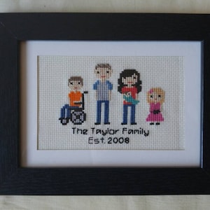 Custom Cross Stitch Family Portrait (without frame)