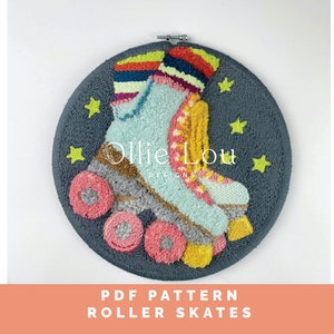 Downloadable Roller Skate Template, Punch Needle Template, Embroidery, Punch Needle Pattern, Roller Skate Pattern, PDF 12" Circle Pattern