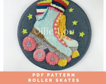 Downloadable Roller Skate Template, Punch Needle Template, Embroidery, Punch Needle Pattern, Roller Skate Pattern, PDF 12" Circle Pattern