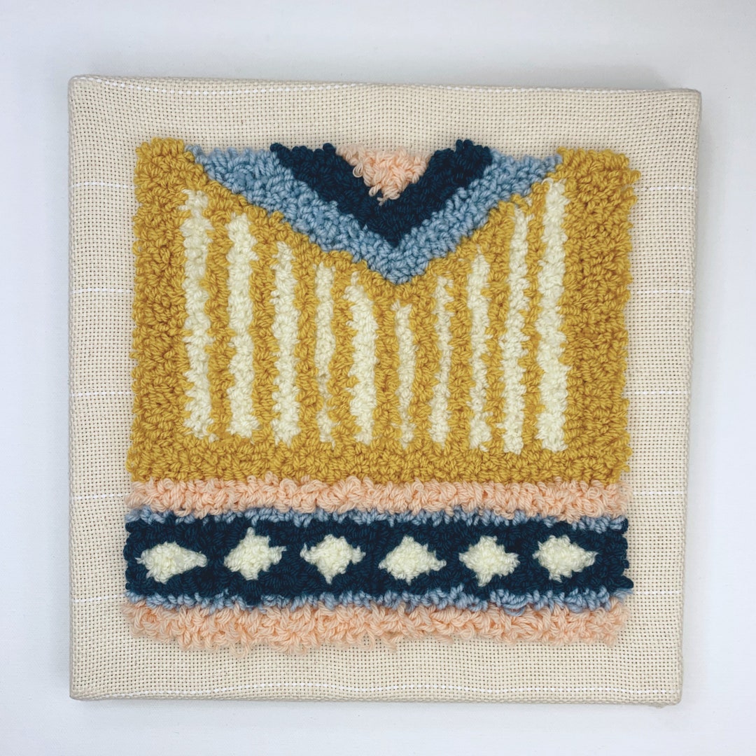 Geometric Punch Needle Wall Art: Fiber Art Hanging - Etsy