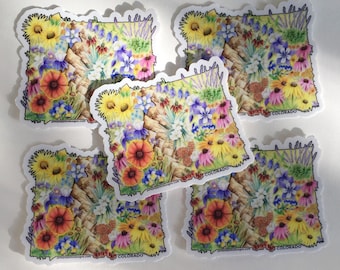 Colorado Wildflower Vinyl Sticker: Watercolor State Art