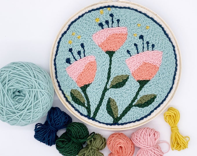 Mountain Scene Punch Needle Kit Wool Punch Needle Kit Etsy