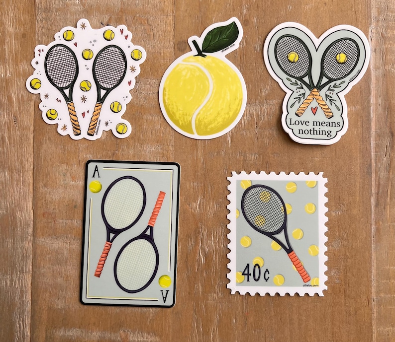 Tennis Racket Digital Stickers Tennis Racket and Ball Vinyl Sticker: Ace Playing Card - Etsy