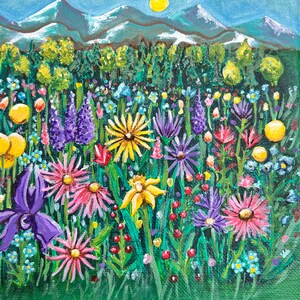 Wildflower Acrylic Painting, Small Canvas Flower Painting, bright flowers, Acrylic painting, Wild Flowers, Bright floral art, Original Art