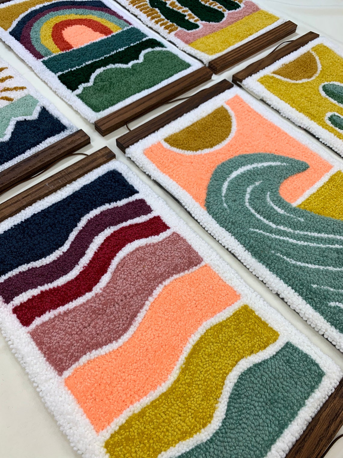 Sun and Wave Nature Scene Rug Tufted Wall Art Wall Hanging Etsy