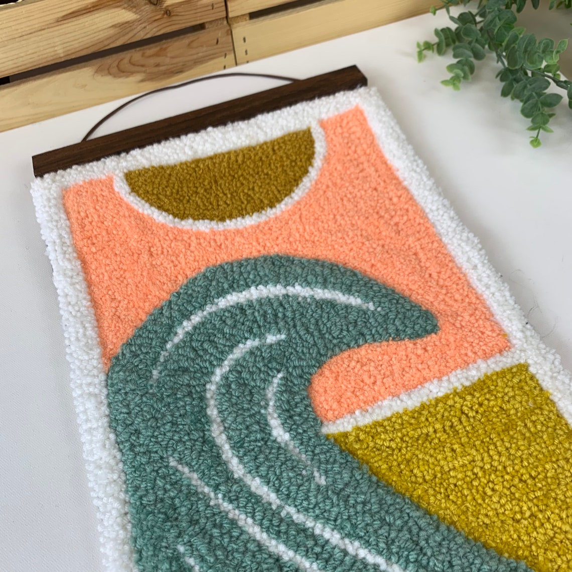 Sun and Wave Nature Scene Rug Tufted Wall Art Wall Hanging Etsy