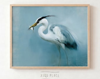 Coastal Bird Art, Beach Home Decor, Sea Bird Prints, Heron Wall Art, Egret