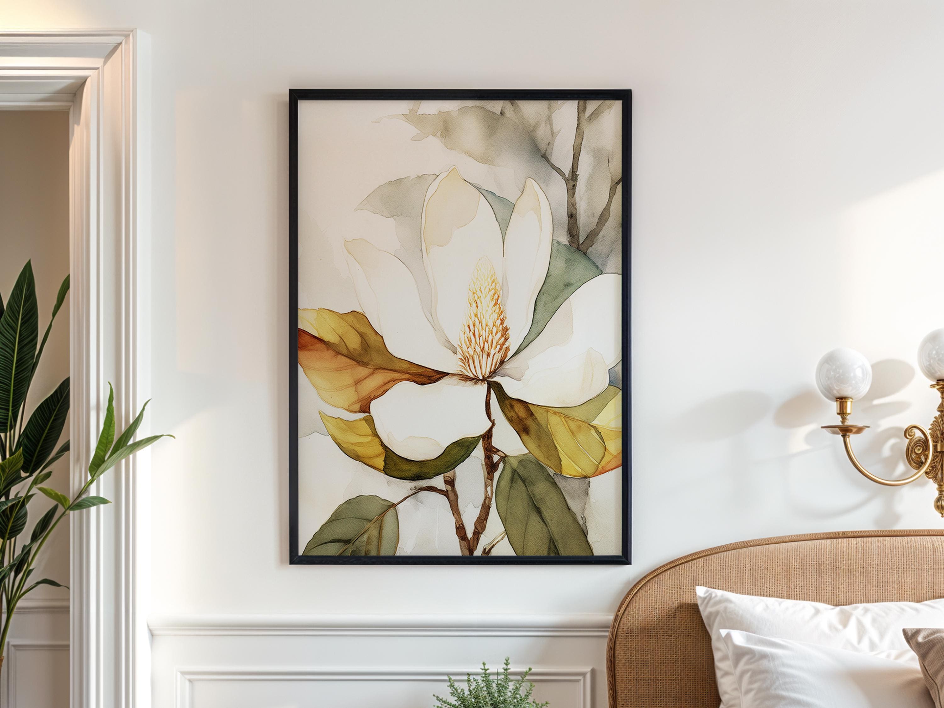 Magnolia Flower Wall Art for Home with Vintage Floral Prints for Classic Decor with Botanical Artwork Timeless Elegant Style Living Room