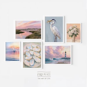 Coastal Wall Art Prints, Beach Print Set, Gallery Wall Art, Summer Digital Downloads afbeelding 1