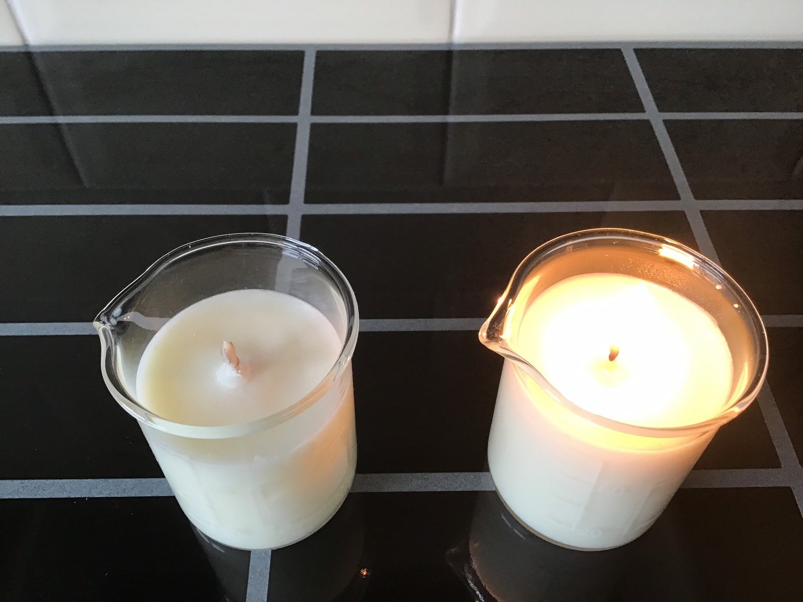 Laboratory candles on brass / gold coloured tray Etsy