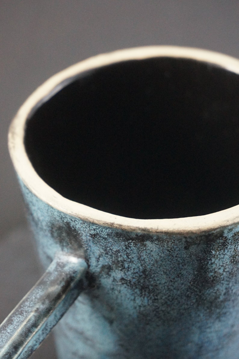 Ceramic mug, Blue Teamug, Handmade, Big Coffeemug, Christmas gift, 300ml, Gift for men afbeelding 4