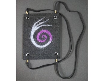 Felt bookmarks, wool spiral, needle felted, elastic bookmark, purple black, unique book club gift, bookreader, inexpensive alternative gifts