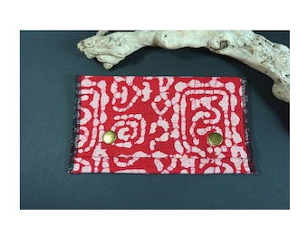 Accessory bag, Tobacco case, Indian Batik, Red fabric India, smokers gift, cigarette case, pouch, pencil case, festival wallet, smokers kit