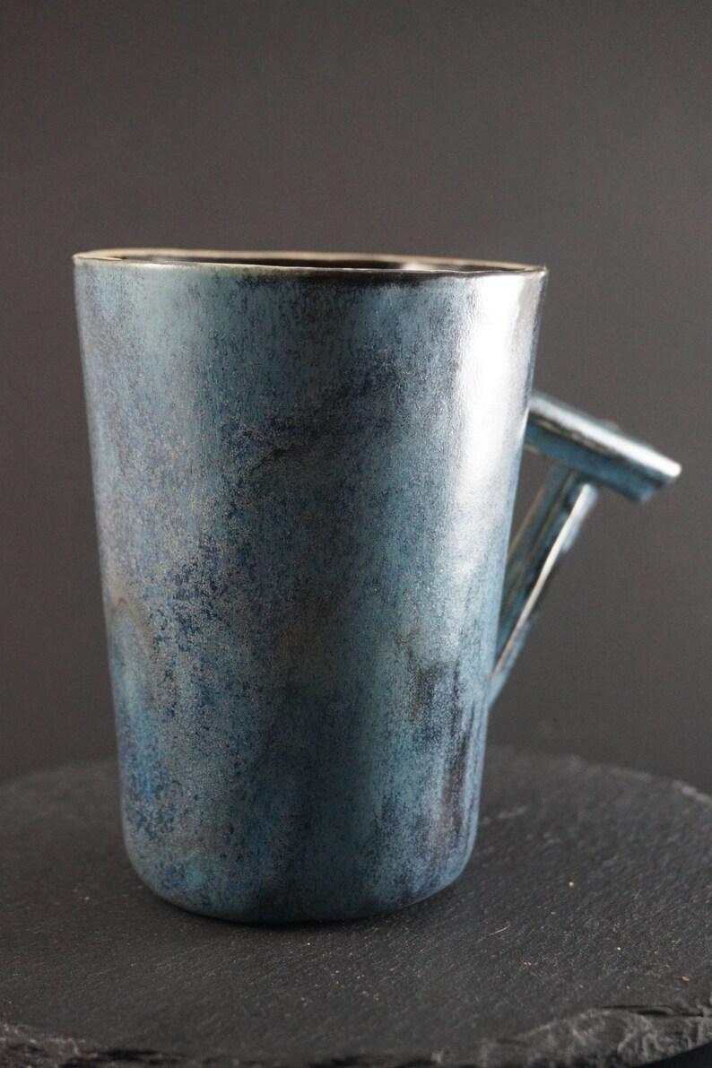 Ceramic mug, Blue Teamug, Handmade, Big Coffeemug, Christmas gift, 300ml, Gift for men afbeelding 8