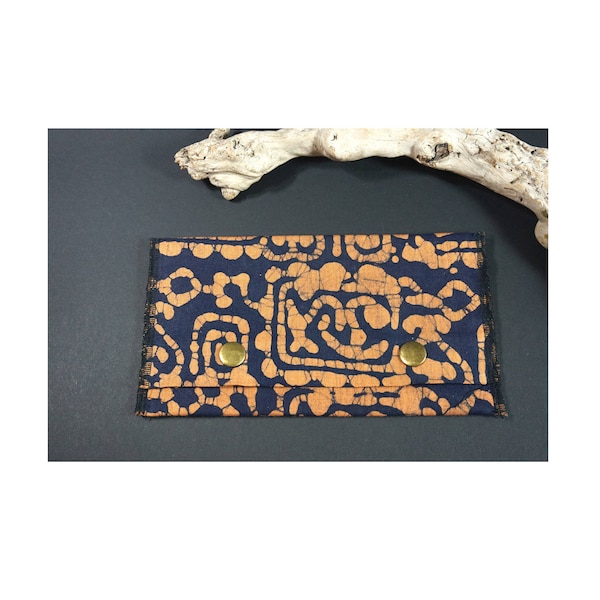 Kleine Tasche, Tabakbeutel, Indisch batik, blau orange, batik Textil Indien, Zigarettentasche, Federpenal, Stiftetasche, Zubehörtasche