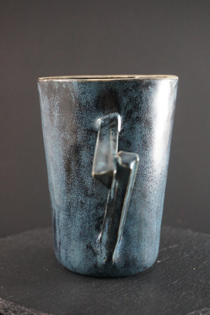 Ceramic mug, Blue Teamug, Handmade, Big Coffeemug, Christmas gift, 300ml, Gift for men afbeelding 7