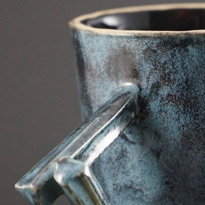 Ceramic mug, Blue Teamug, Handmade, Big Coffeemug, Christmas gift, 300ml, Gift for men afbeelding 3