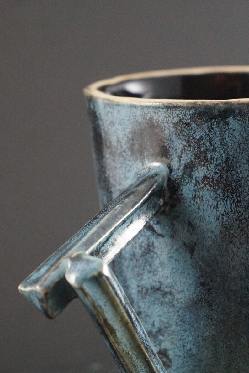 Ceramic mug, Blue Teamug, Handmade, Big Coffeemug, Christmas gift, 300ml, Gift for men afbeelding 3