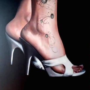 Oil paintings, paintings, tattoo, shoes, feet, legs