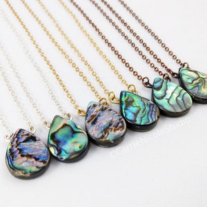 Teardrop Abalone Shell Necklace - Minimalist Shell Choker - Boho Seashell Necklace - Hippie Shell Necklace - Mermaid Jewelry - Paua Shell